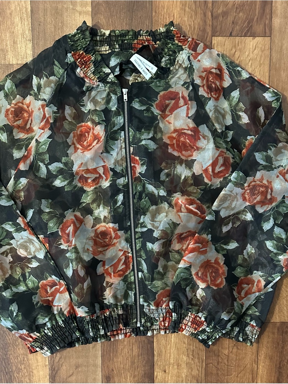 Live 4 Truth Floral Sheer Bomber Jacket - Orange Rose Print